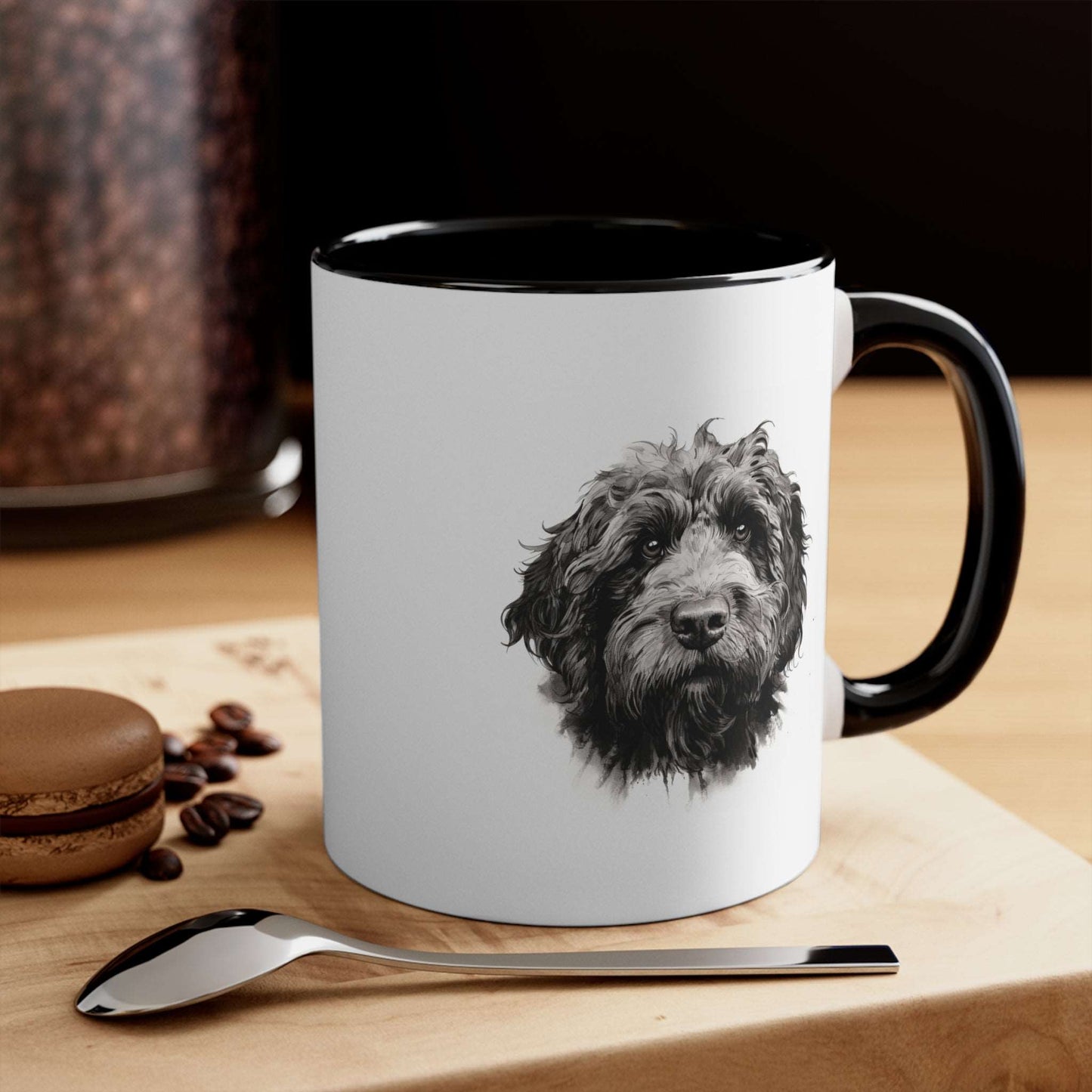 11 oz Accent Coffee Mug - Double-Sided Newfypoo Portrait - Perfect for Dog Lovers & Morning Brew