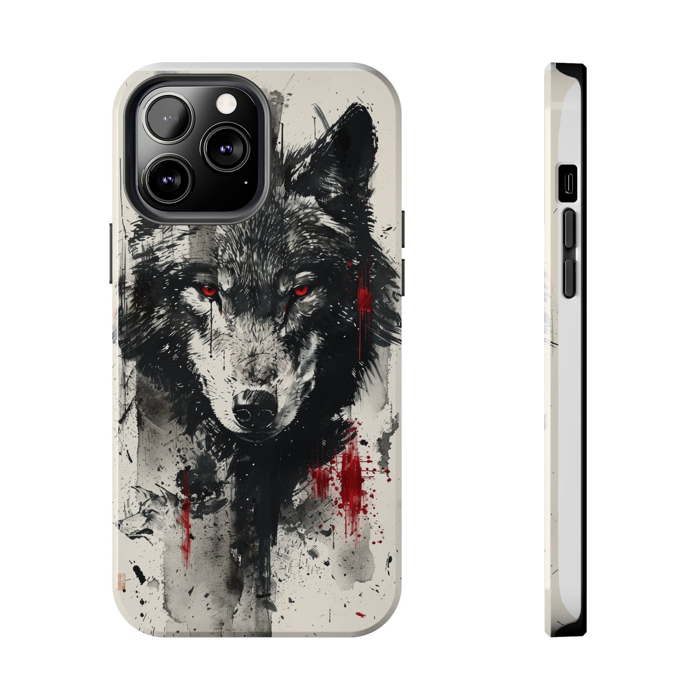 Asemic Writing Style Wolf Phone Case for iPhone - Lightweight, Impact Resistant, Wireless Charging Compatible