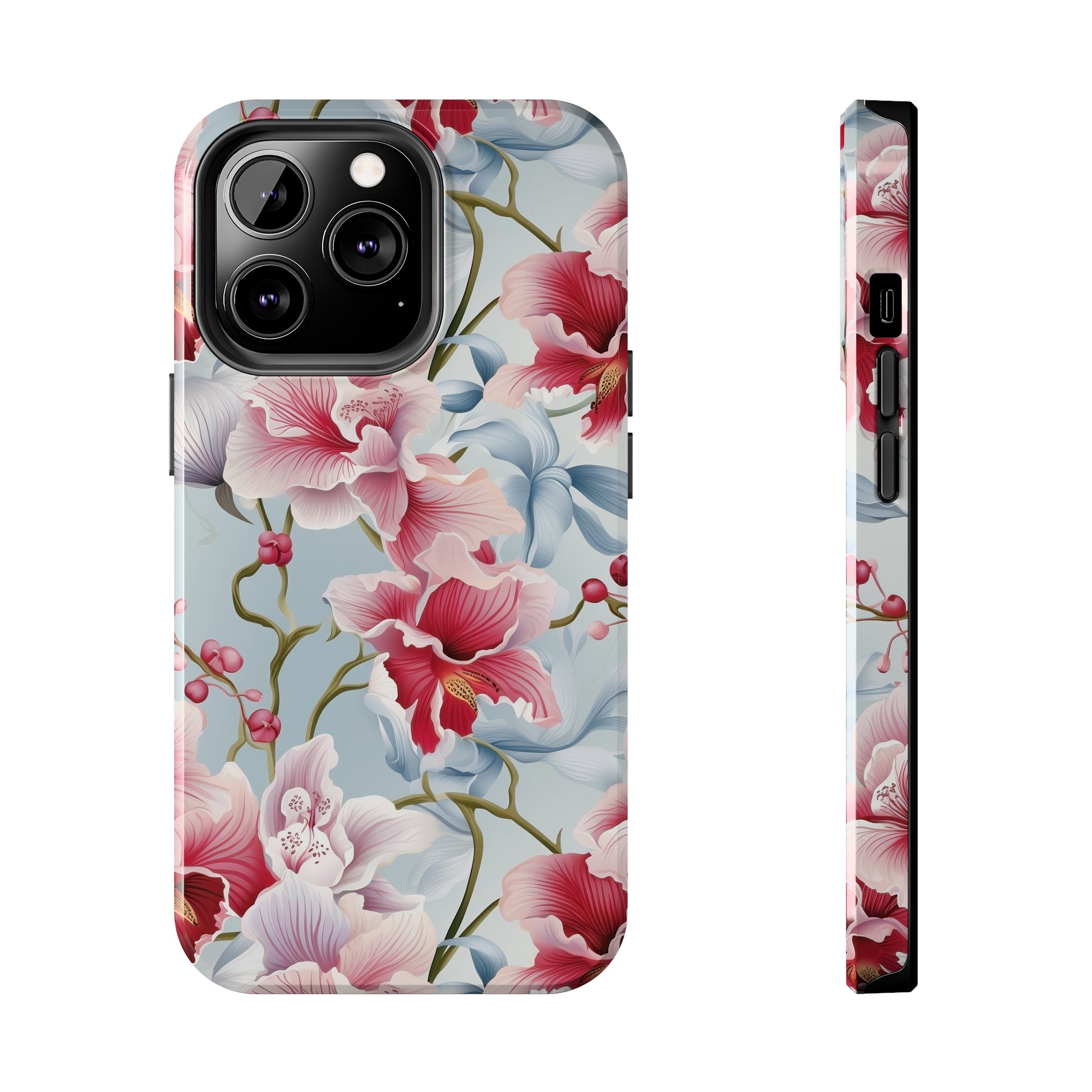 AI Orchid Pattern Phone Case for iPhone - Lightweight, Impact Resistant, Wireless Charging Compatible-AI phone case-AI By AJ