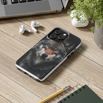 The Arte Povera Style Wolf Head 2 Phone Case for iPhone - Lightweight, Impact Resistant, Wireless Charging Compatible