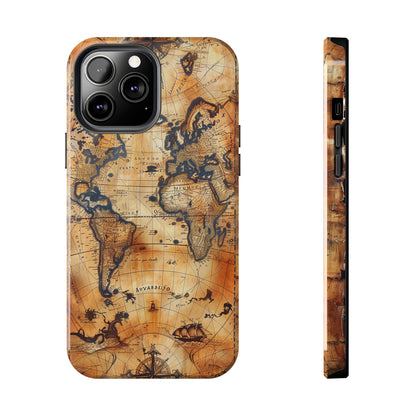 Ancient Map Phone Case for iPhone - Lightweight, Impact Resistant, Wireless Charging Compatible