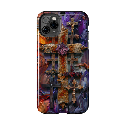 Colorful Crosses Phone Case for iPhone - Lightweight, Impact Resistant, Wireless Charging Compatible