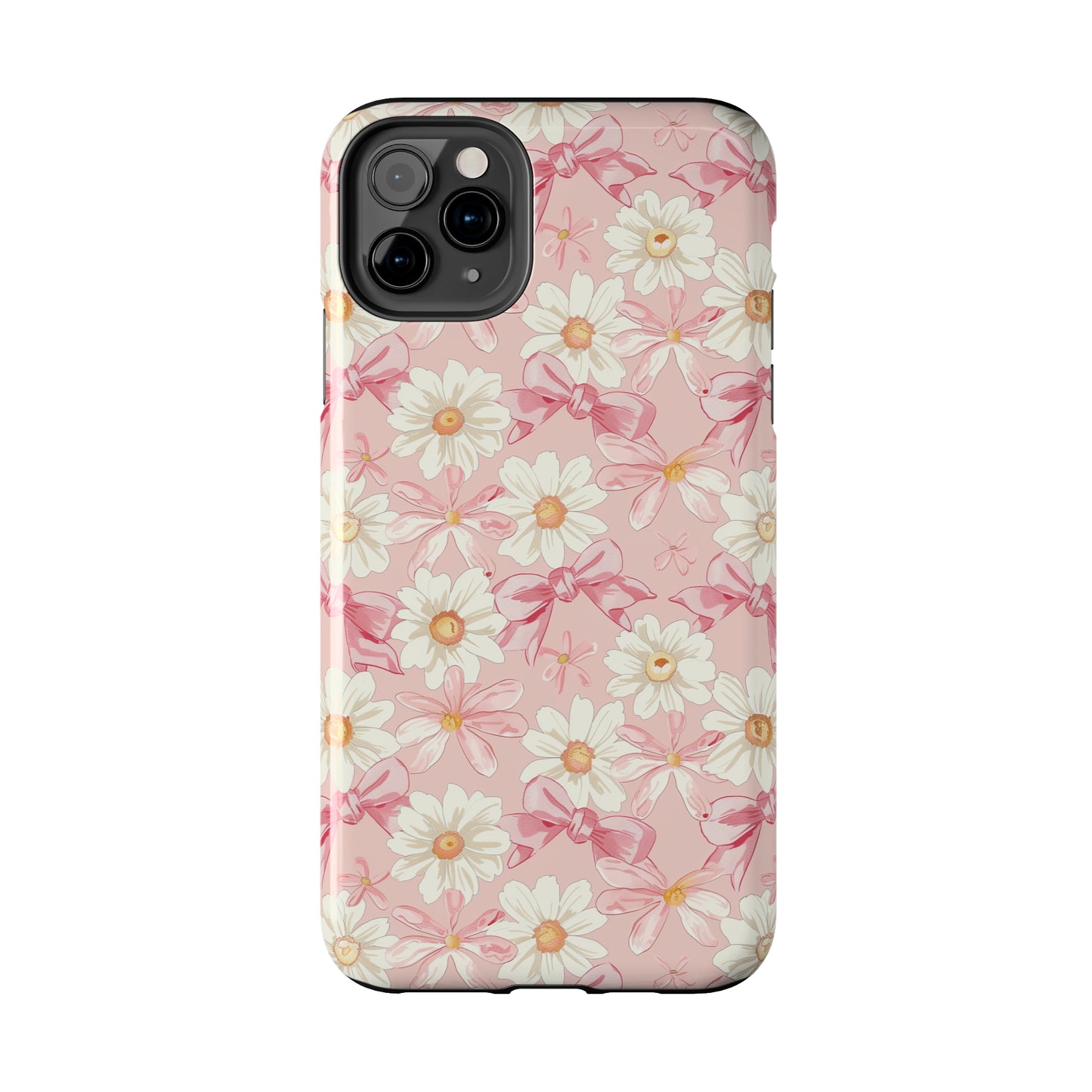 Daisies and Pink Bows Phone Case for iPhone - Lightweight, Impact Resistant, Wireless Charging Compatible