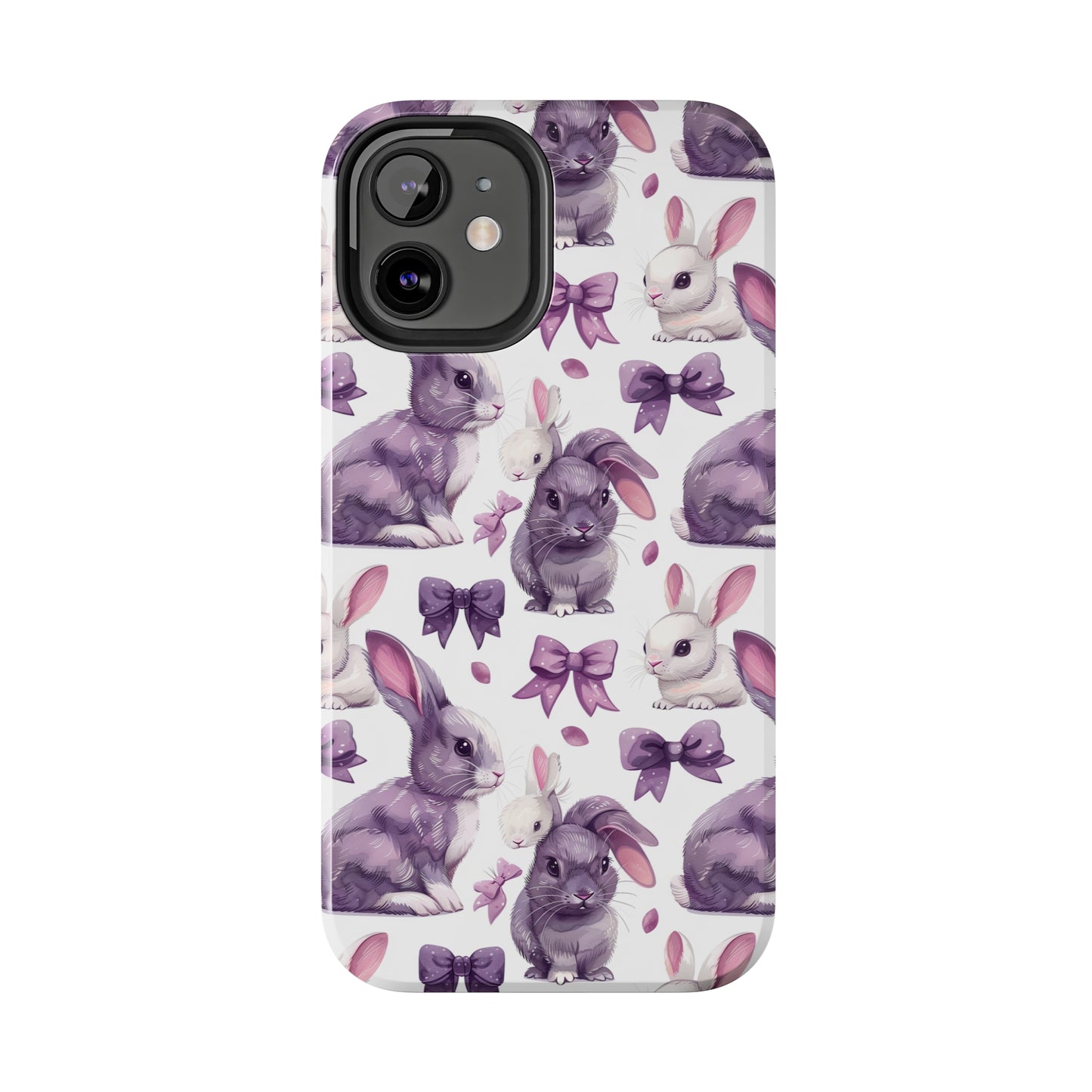 Bunnies and Bows Phone Case for iPhone - Lightweight, Impact Resistant, Wireless Charging Compatible