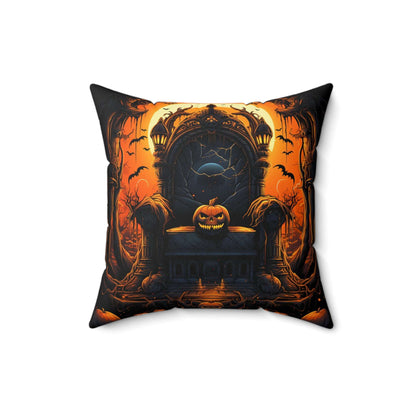 Double sided Halloween Throw Pillow - Spooky Mansion - Pumpkin King Throw Pillow