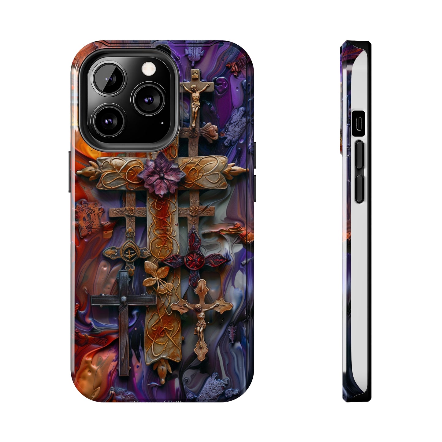 Colorful Crosses Phone Case for iPhone - Lightweight, Impact Resistant, Wireless Charging Compatible