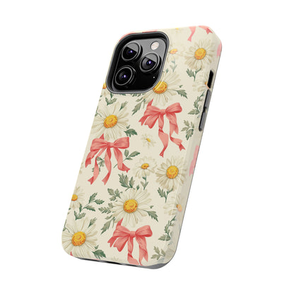 Daisies and Bows Phone Case for iPhone - Lightweight, Impact Resistant, Wireless Charging Compatible