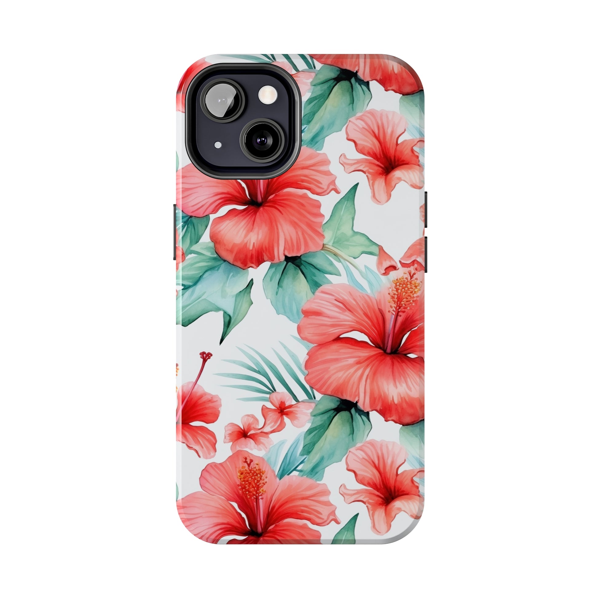 AI Hibiscus Pattern Phone Case for iPhone - Lightweight, Impact Resistant, Wireless Charging Compatible-AI phone case-AI By AJ