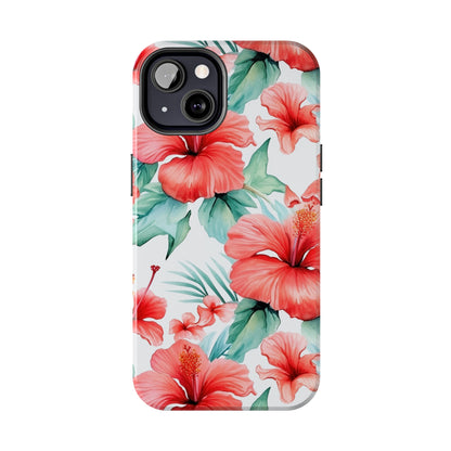 AI Hibiscus Pattern Phone Case for iPhone - Lightweight, Impact Resistant, Wireless Charging Compatible-AI phone case-AI By AJ