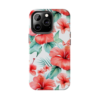 AI Hibiscus Pattern Phone Case for iPhone - Lightweight, Impact Resistant, Wireless Charging Compatible-AI phone case-AI By AJ