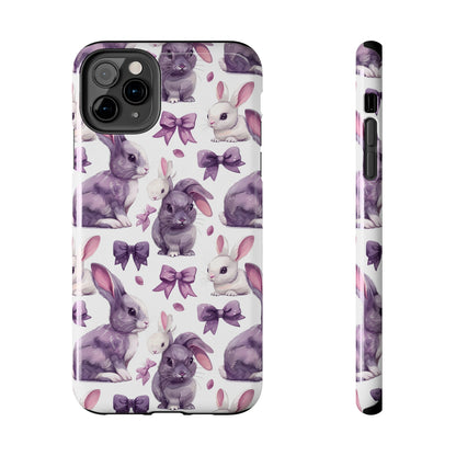 Bunnies and Bows Phone Case for iPhone - Lightweight, Impact Resistant, Wireless Charging Compatible