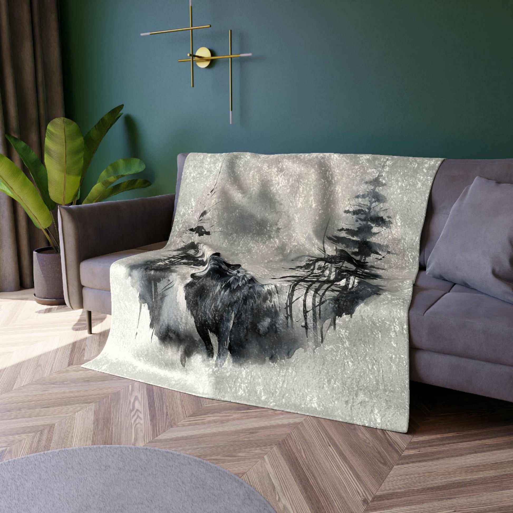 Crushed Velvet Wolf Blanket, Wolf Decor Wildlife Blanket. Nature Inspired Custom Blanket! Excellent Cabin Decor!!