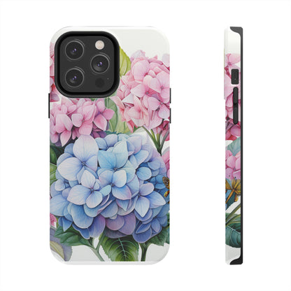 AI Hydrangeas Floral Pattern Phone Case for iPhone - Lightweight, Impact Resistant, Wireless Charging Compatible