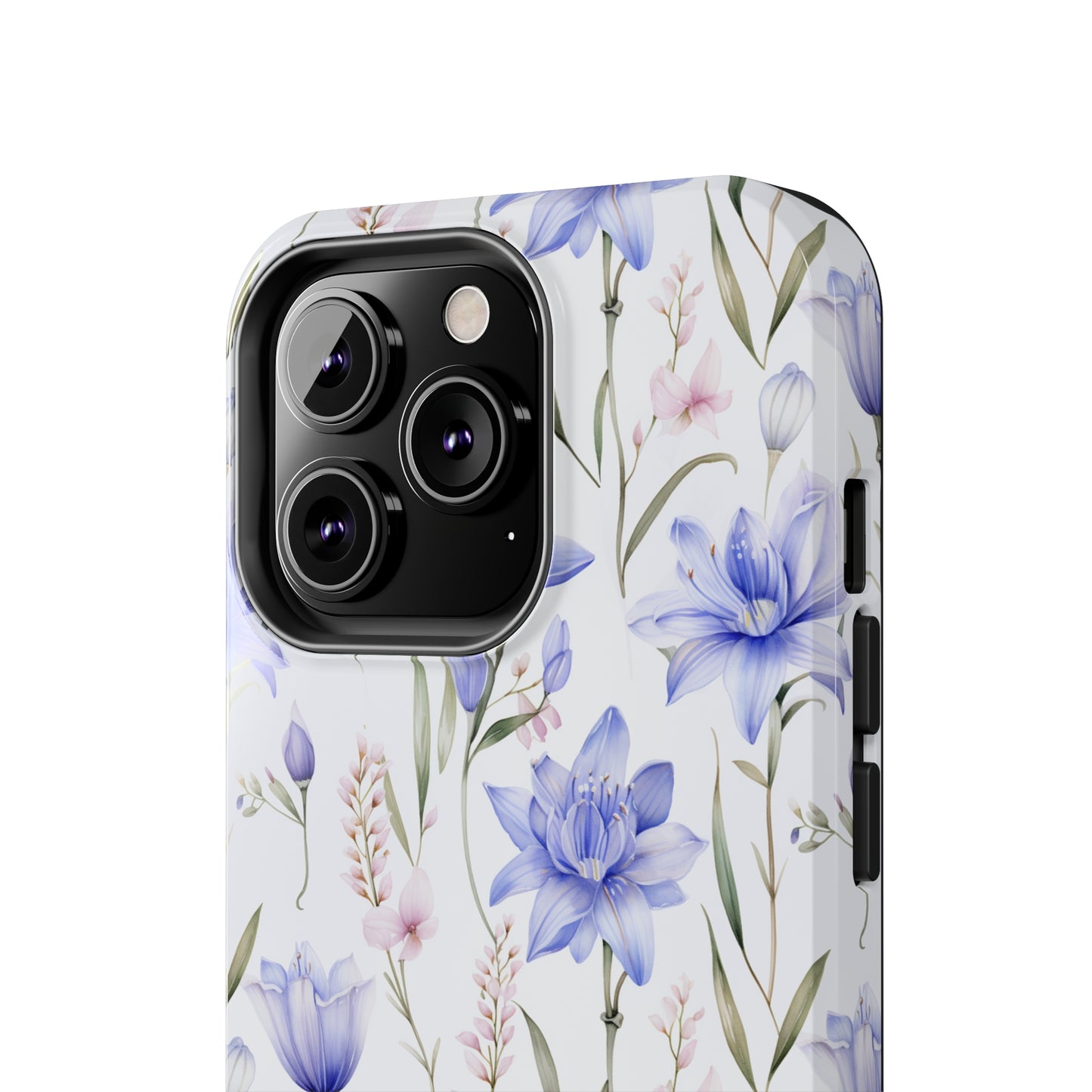 AI Bluebell Pattern Phone Case for iPhone - Lightweight, Impact Resistant, Wireless Charging Compatible