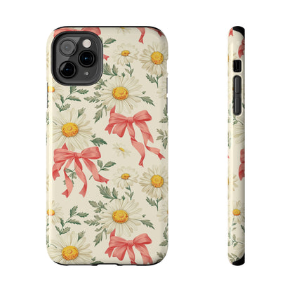 Daisies and Bows Phone Case for iPhone - Lightweight, Impact Resistant, Wireless Charging Compatible