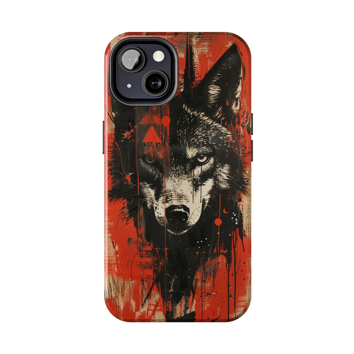 Asemic Writing Style Wolf Phone Case 3 for iPhone - Lightweight, Impact Resistant, Wireless Charging Compatible