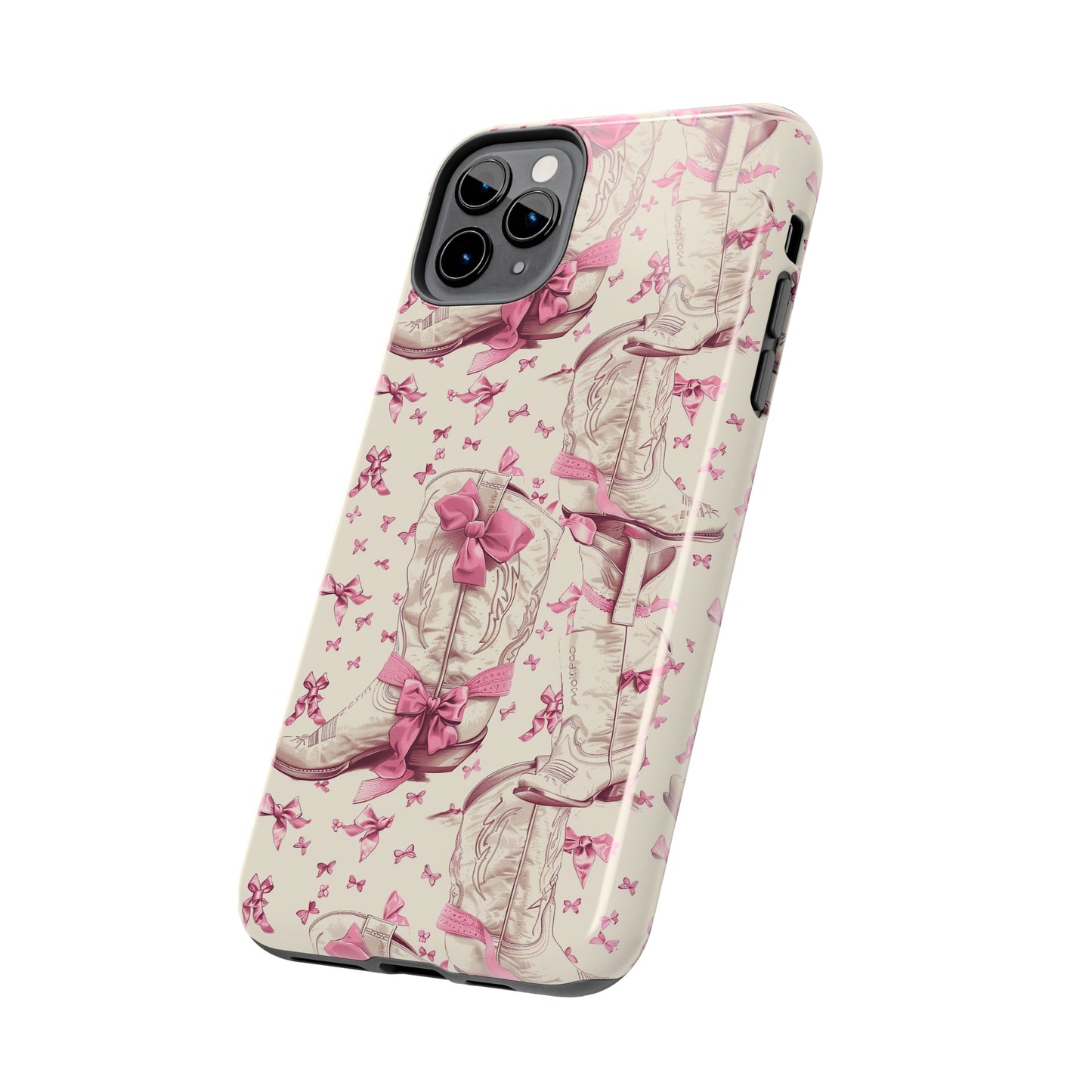 Bows and Boots Phone Case for iPhone - Lightweight, Impact Resistant, Wireless Charging Compatible