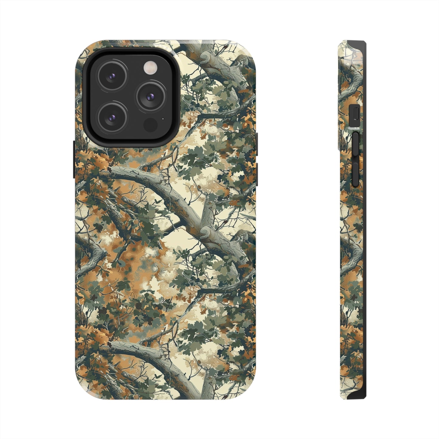 Brown Tree Camo Phone Case for iPhone - Lightweight, Impact Resistant, Wireless Charging Compatible