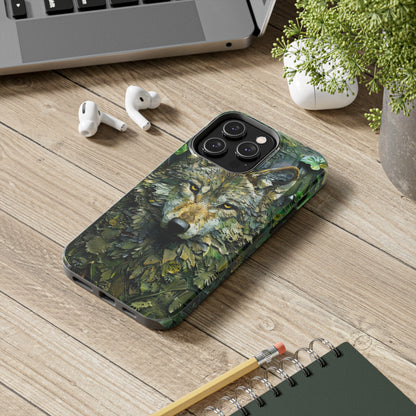 The Arte Povera Style Wolf Head Phone Case for iPhone - Lightweight, Impact Resistant, Wireless Charging Compatible