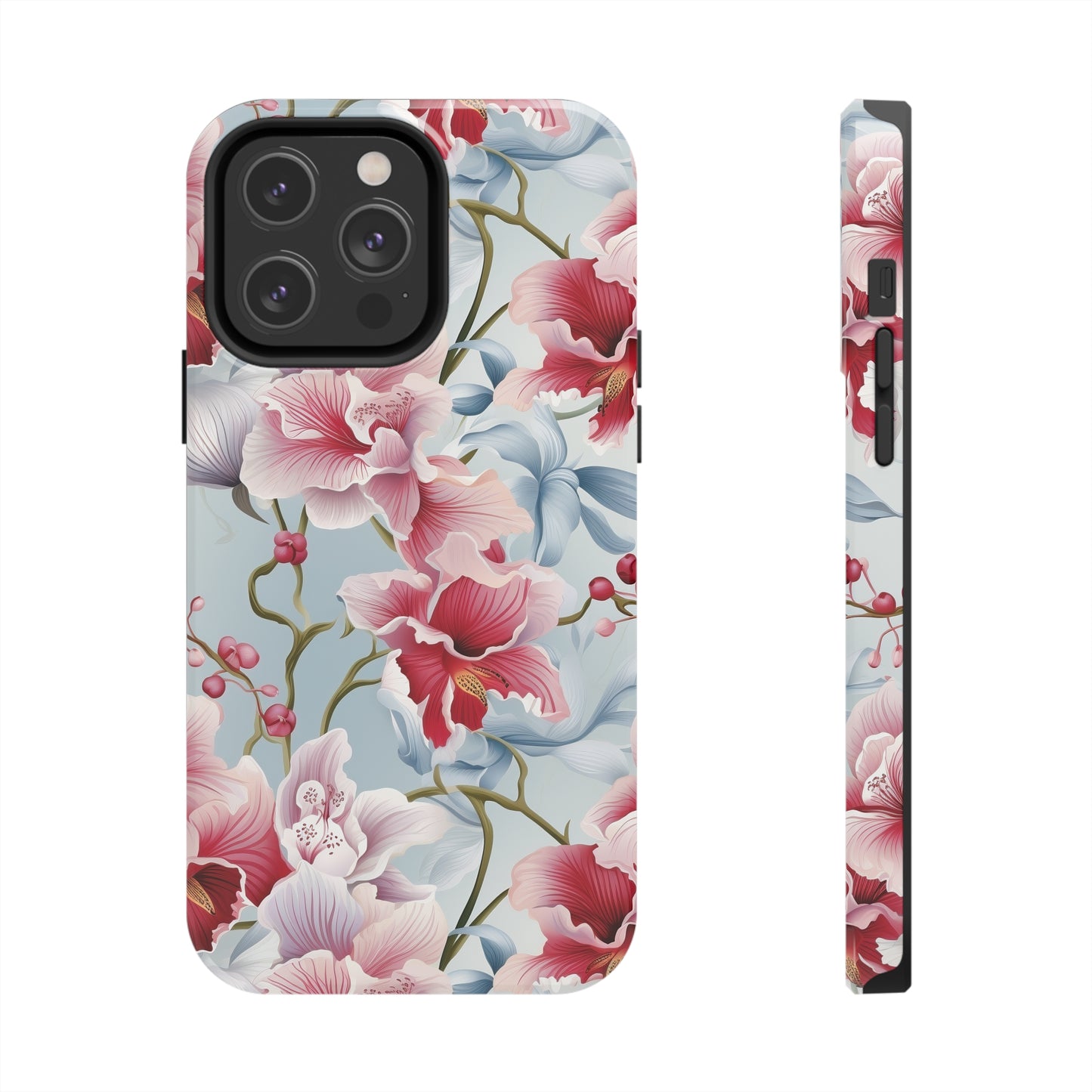 AI Orchid Pattern Phone Case for iPhone - Lightweight, Impact Resistant, Wireless Charging Compatible-AI phone case-AI By AJ