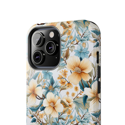 AI Magnolias Floral Pattern Phone Case for iPhone - Lightweight, Impact Resistant, Wireless Charging Compatible