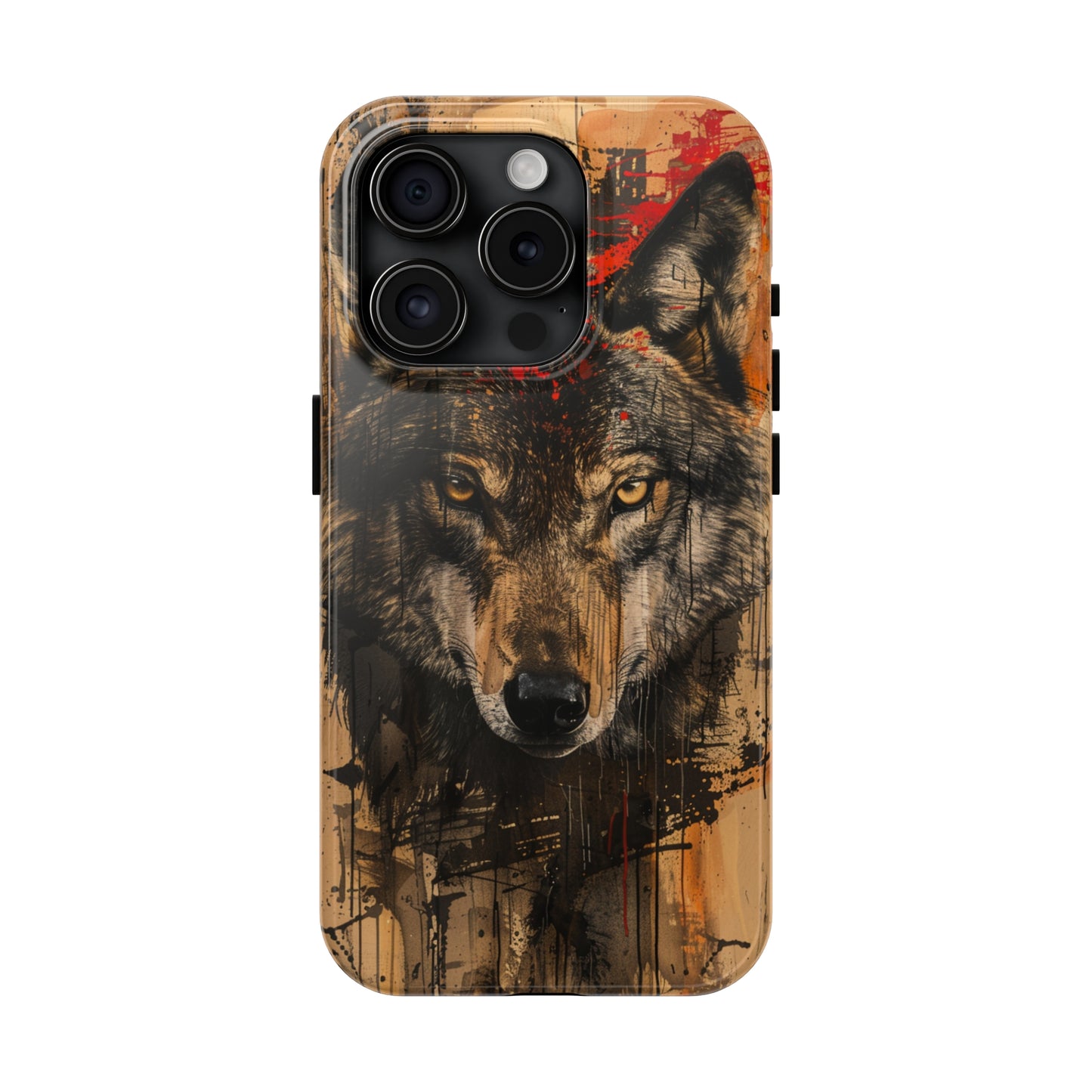 Asemic Writing Style Wolf Phone Case 2 for iPhone - Lightweight, Impact Resistant, Wireless Charging Compatible