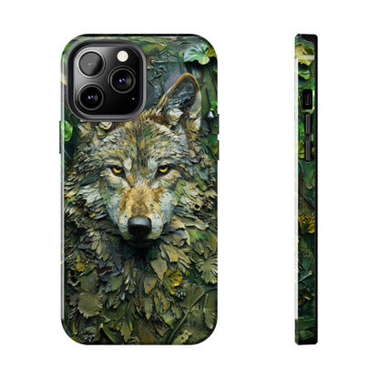 The Arte Povera Style Wolf Head Phone Case for iPhone - Lightweight, Impact Resistant, Wireless Charging Compatible