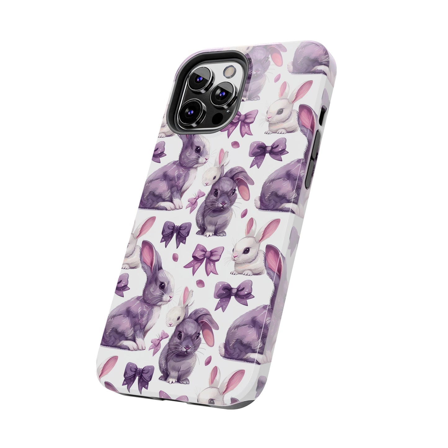 Bunnies and Bows Phone Case for iPhone - Lightweight, Impact Resistant, Wireless Charging Compatible