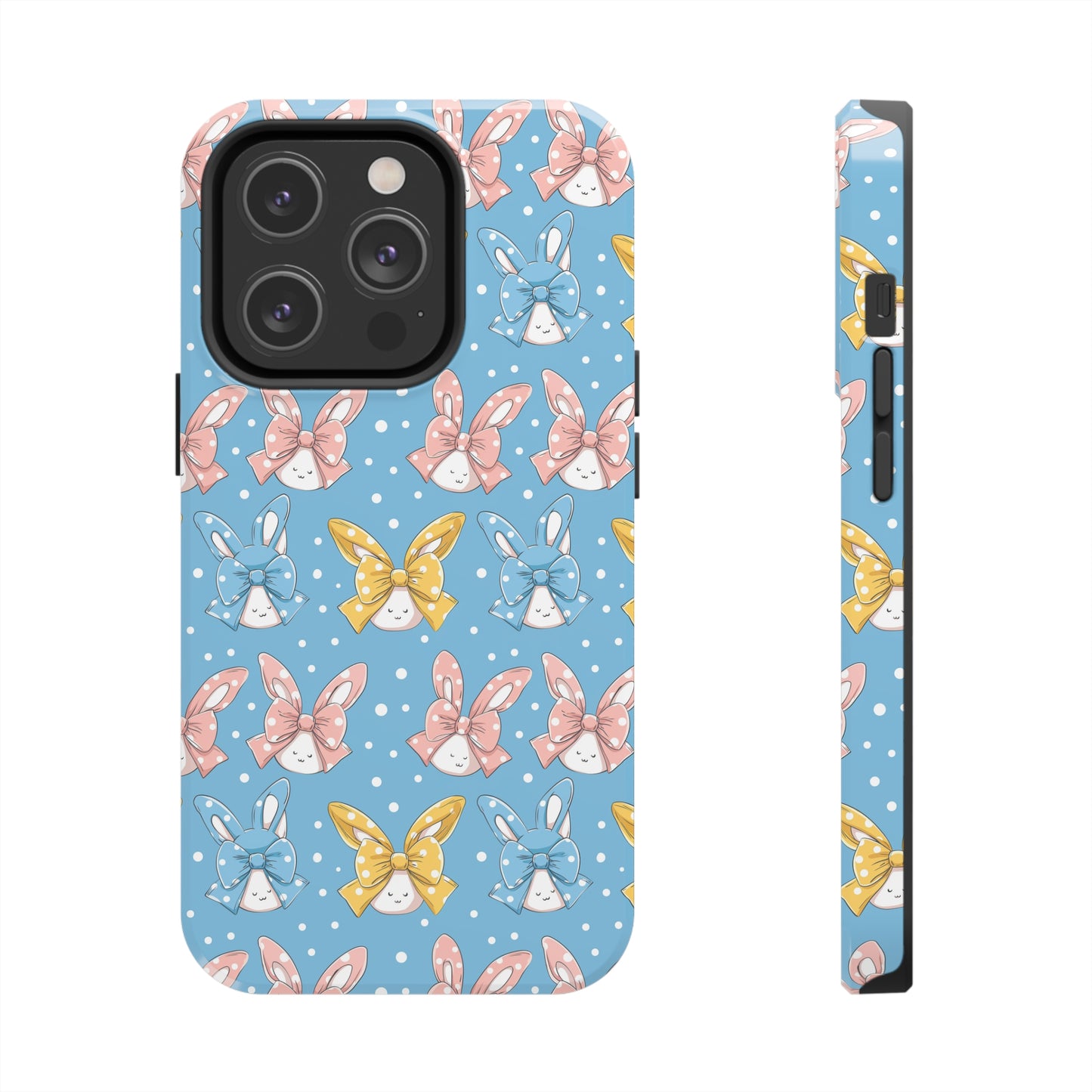 Bunnies and Bows Phone Case for iPhone - Lightweight, Impact Resistant, Wireless Charging Compatible