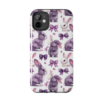 Bunnies and Bows Phone Case for iPhone - Lightweight, Impact Resistant, Wireless Charging Compatible