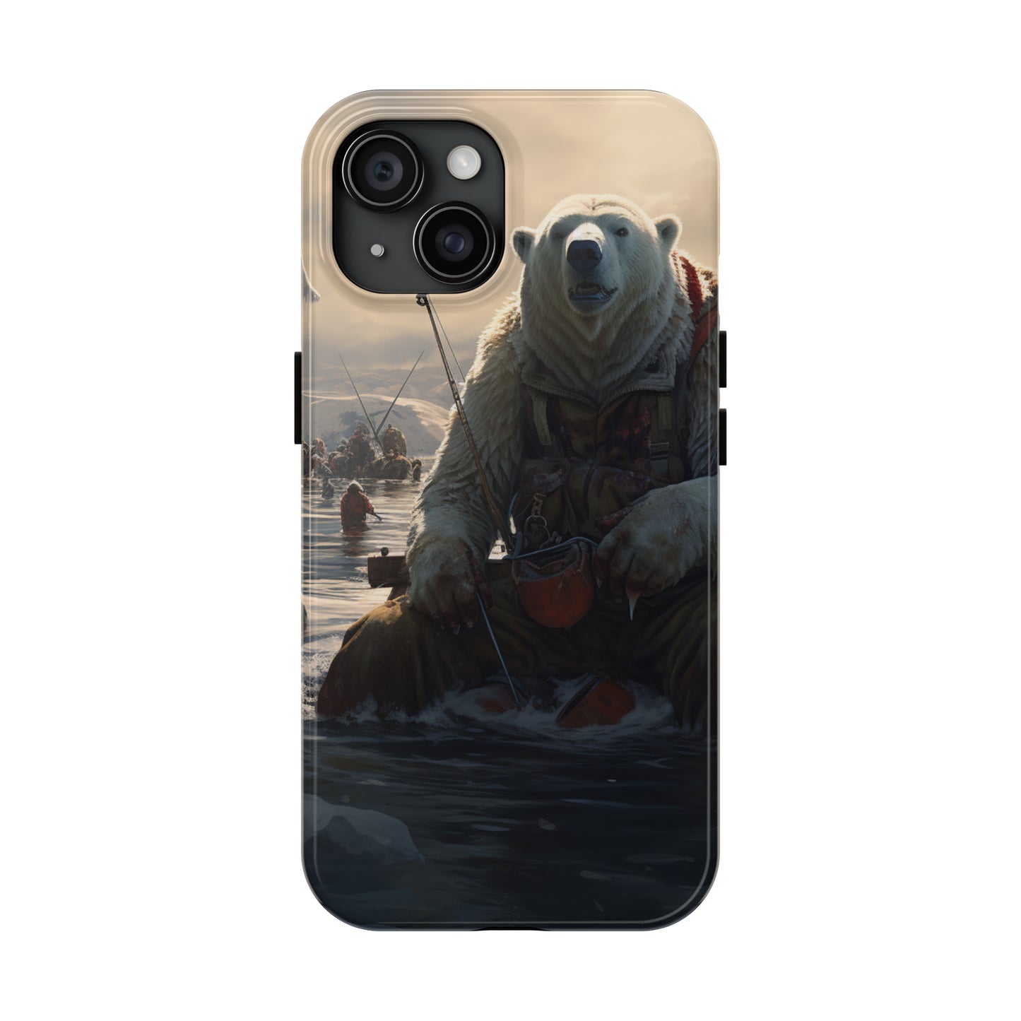 Fishing Polar Bear Phone Case for iPhone - Lightweight, Impact Resistant, Wireless Charging Compatible