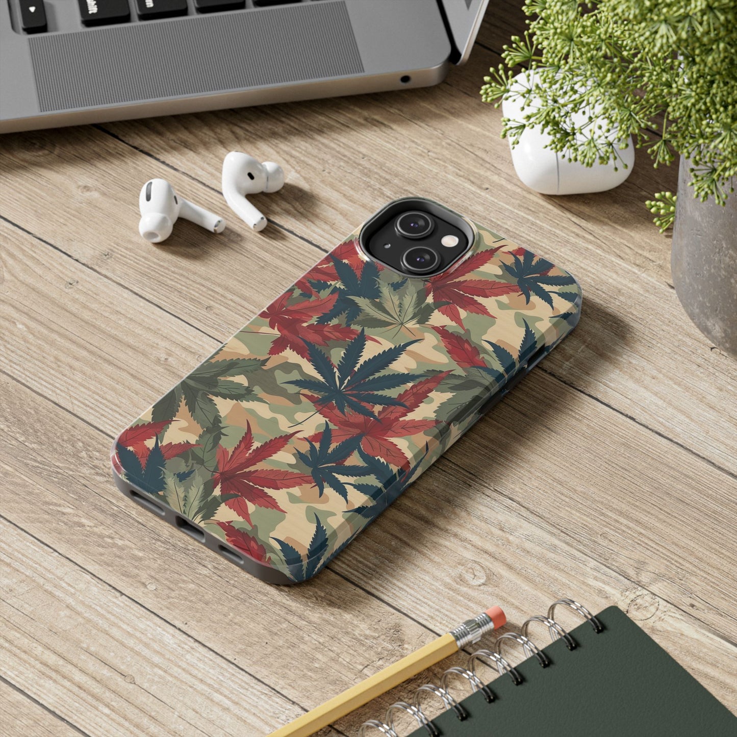 Cannabis Camo Phone Case for iPhone - Lightweight, Impact Resistant, Wireless Charging Compatible