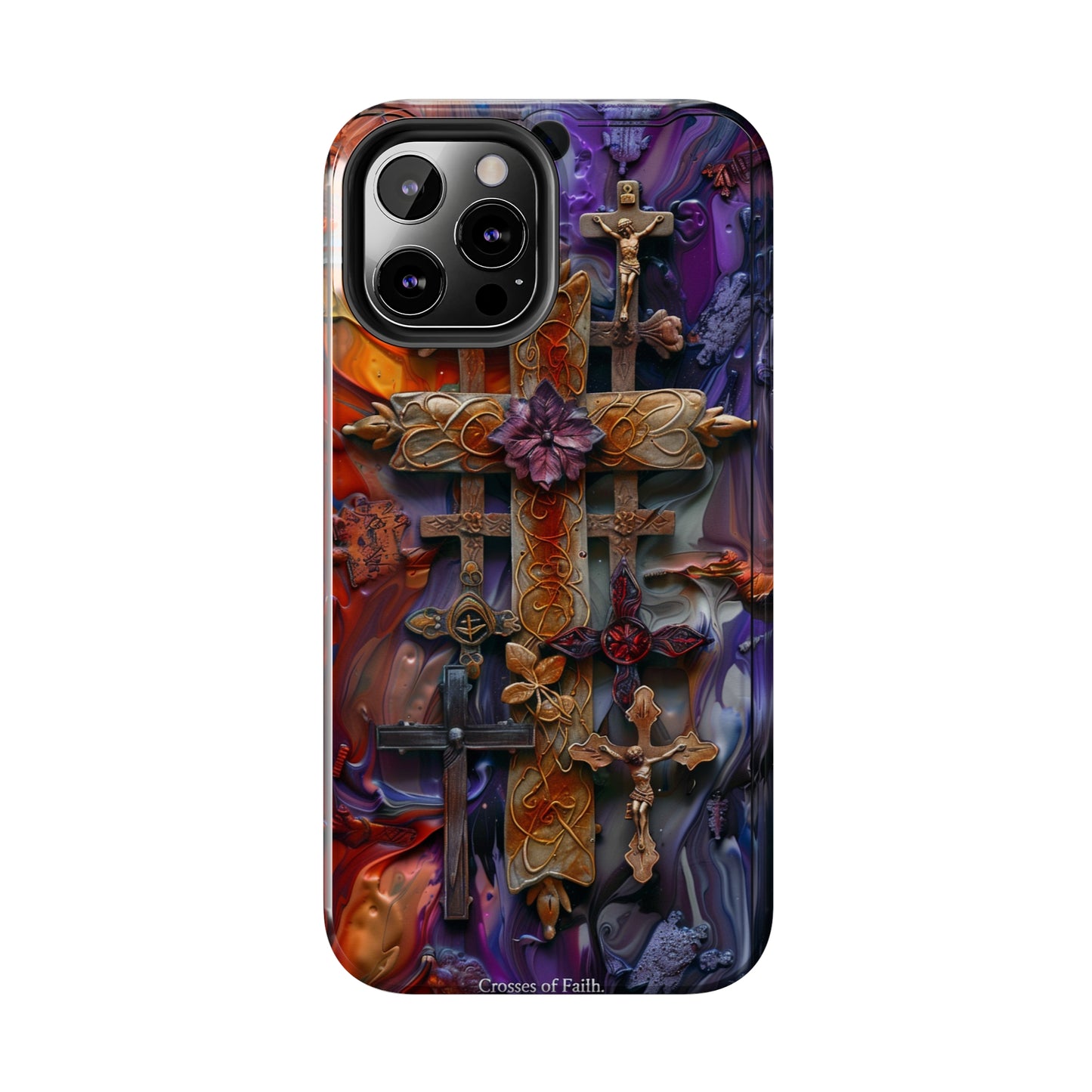 Colorful Crosses Phone Case for iPhone - Lightweight, Impact Resistant, Wireless Charging Compatible