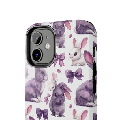 Bunnies and Bows Phone Case for iPhone - Lightweight, Impact Resistant, Wireless Charging Compatible