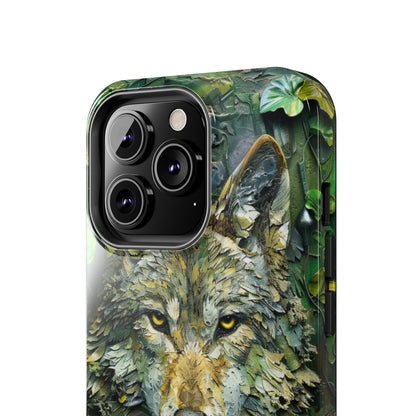 The Arte Povera Style Wolf Head Phone Case for iPhone - Lightweight, Impact Resistant, Wireless Charging Compatible