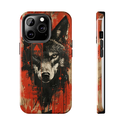 Asemic Writing Style Wolf Phone Case 3 for iPhone - Lightweight, Impact Resistant, Wireless Charging Compatible