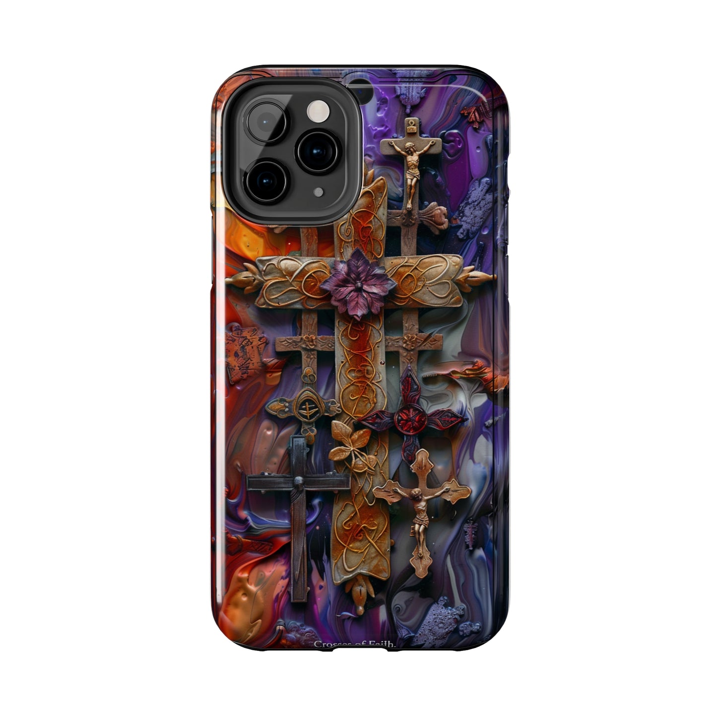 Colorful Crosses Phone Case for iPhone - Lightweight, Impact Resistant, Wireless Charging Compatible