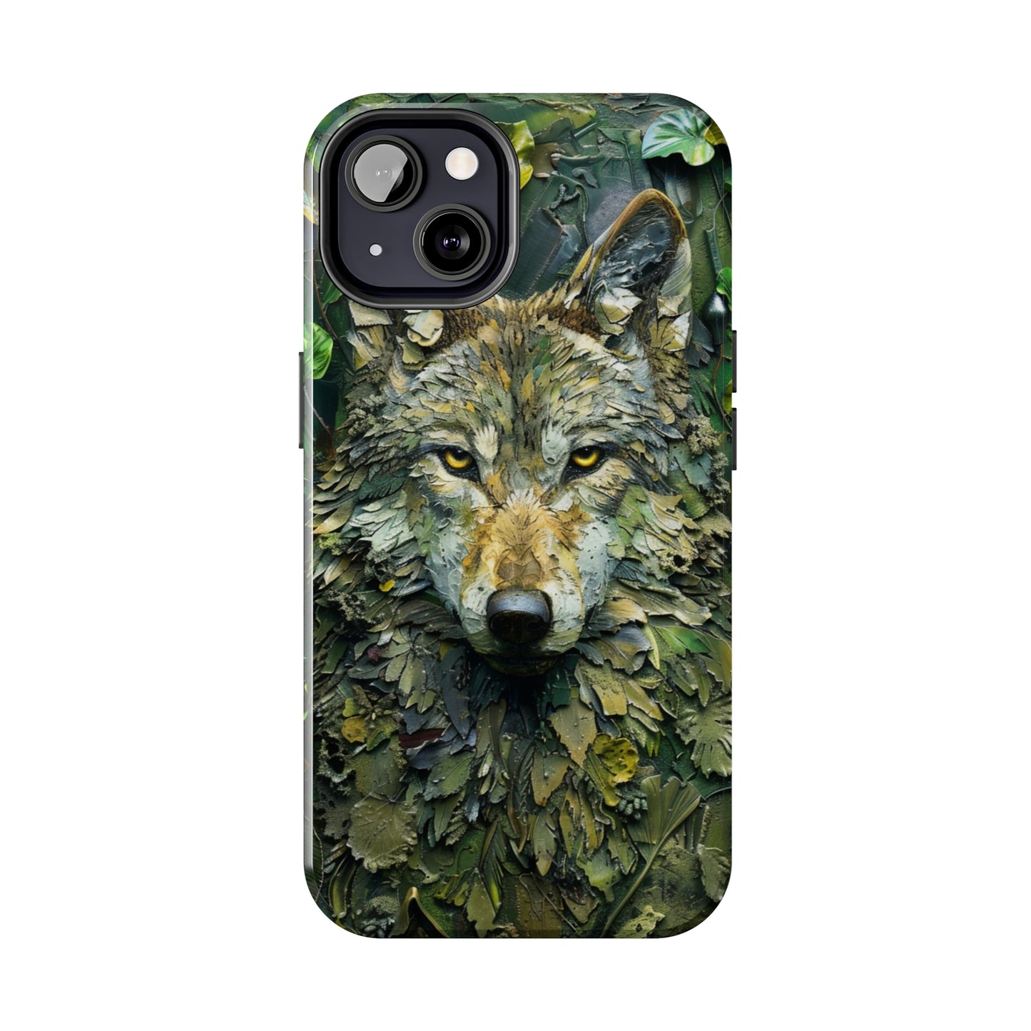 The Arte Povera Style Wolf Head Phone Case for iPhone - Lightweight, Impact Resistant, Wireless Charging Compatible