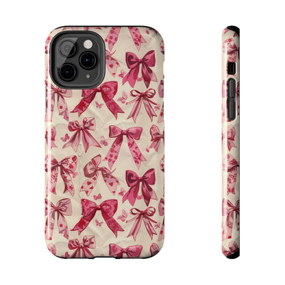 Pink Bows 3 Phone Case for iPhone - Lightweight, Impact Resistant, Wireless Charging Compatible