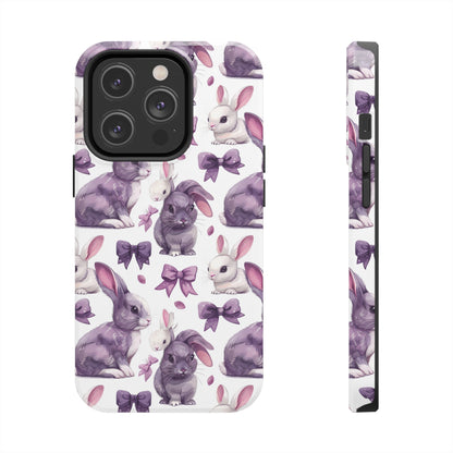 Bunnies and Bows Phone Case for iPhone - Lightweight, Impact Resistant, Wireless Charging Compatible