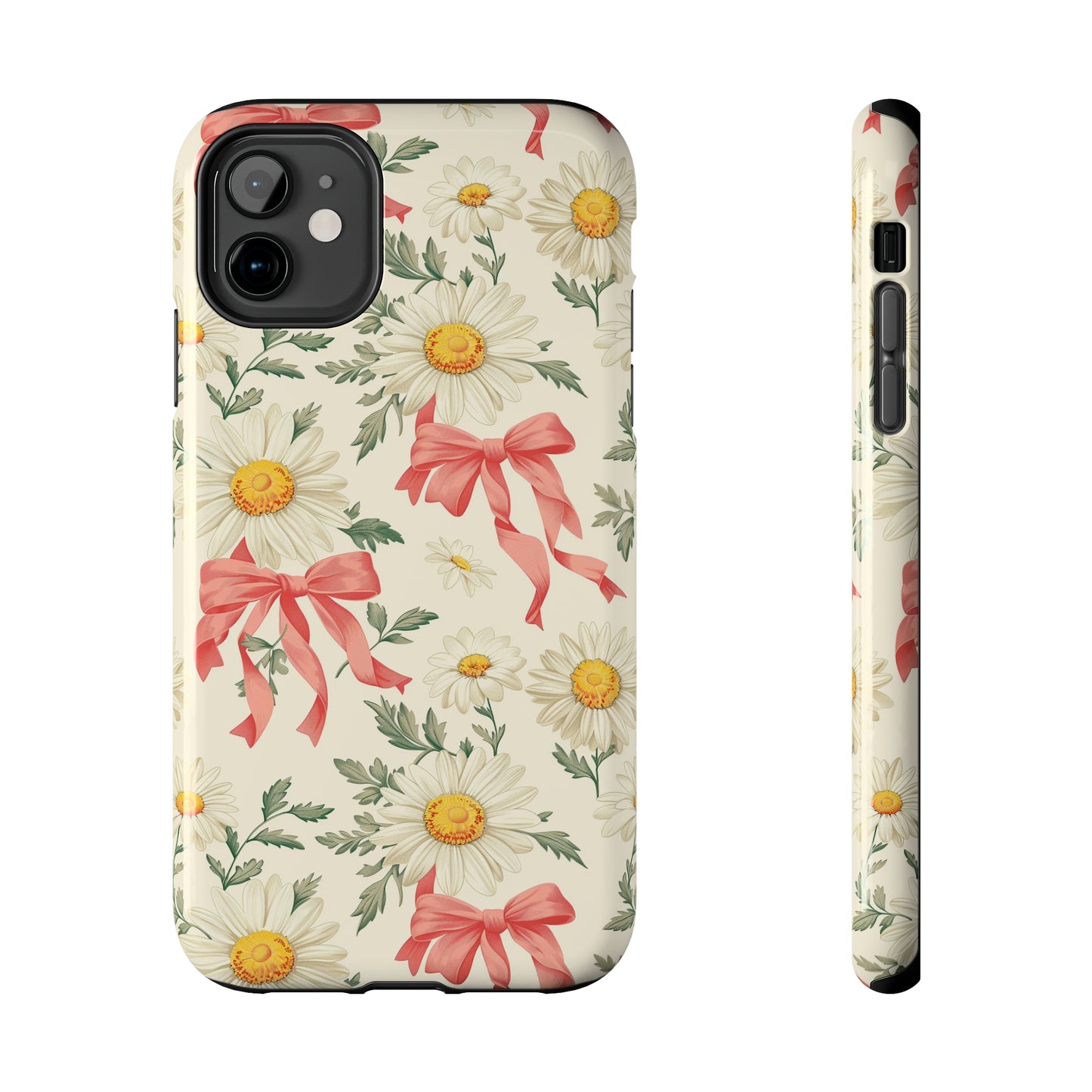 Daisies and Bows Phone Case for iPhone - Lightweight, Impact Resistant, Wireless Charging Compatible