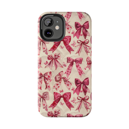 Pink Bows 3 Phone Case for iPhone - Lightweight, Impact Resistant, Wireless Charging Compatible