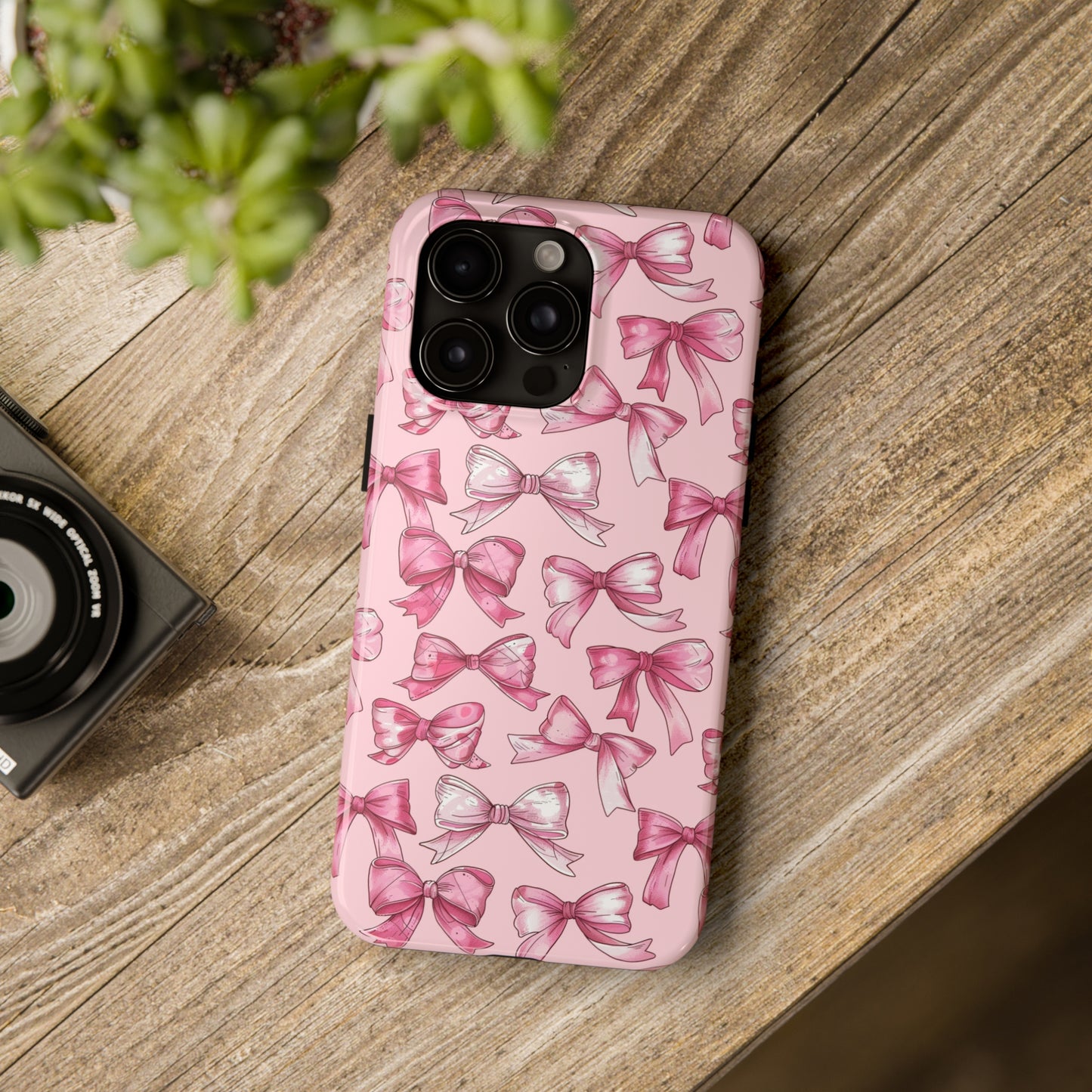 Pink Bows Phone Case for iPhone - Lightweight, Impact Resistant, Wireless Charging Compatible