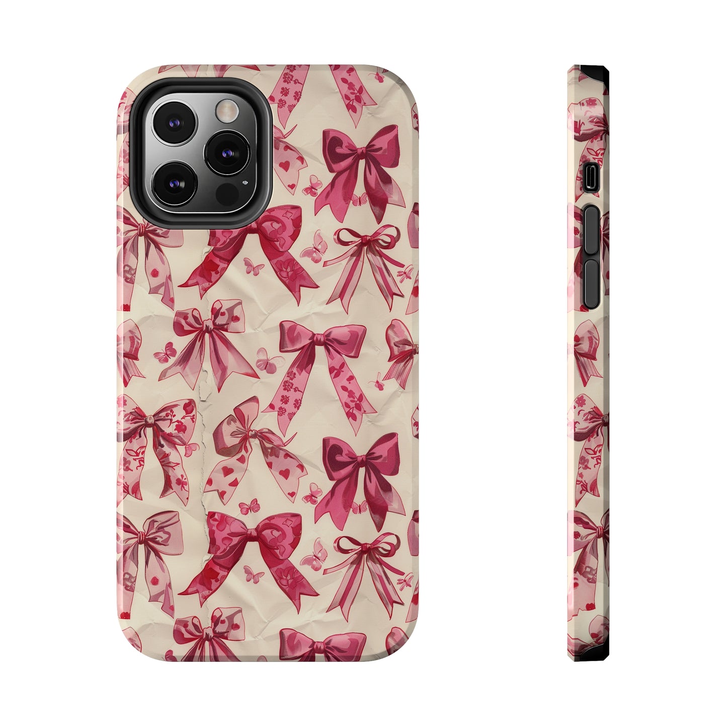 Pink Bows 3 Phone Case for iPhone - Lightweight, Impact Resistant, Wireless Charging Compatible