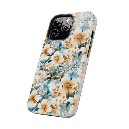 AI Magnolias Floral Pattern Phone Case for iPhone - Lightweight, Impact Resistant, Wireless Charging Compatible