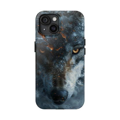 Grey Wolf Head Phone Case for iPhone - Lightweight, Impact Resistant, Wireless Charging Compatible