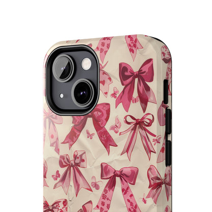 Pink Bows 3 Phone Case for iPhone - Lightweight, Impact Resistant, Wireless Charging Compatible