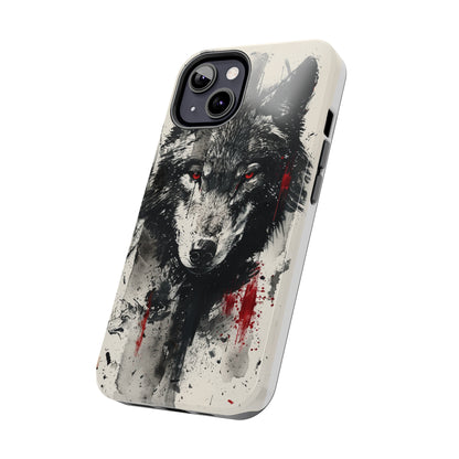 Asemic Writing Style Wolf Phone Case for iPhone - Lightweight, Impact Resistant, Wireless Charging Compatible