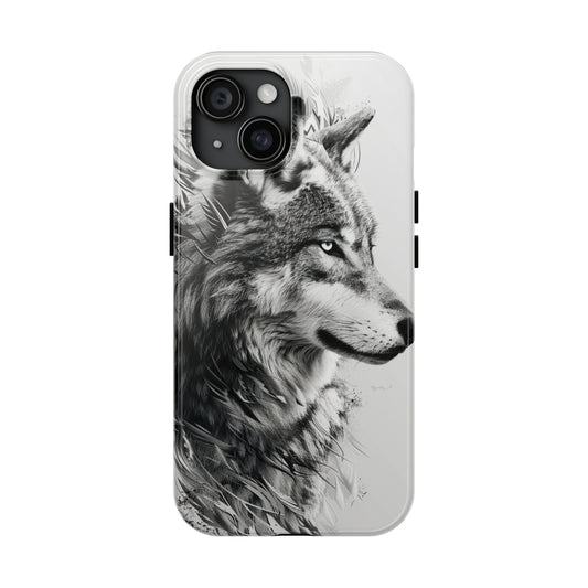 Calligraffiti Style Wolf Phone Case 2 for iPhone - Lightweight, Impact Resistant, Wireless Charging Compatible