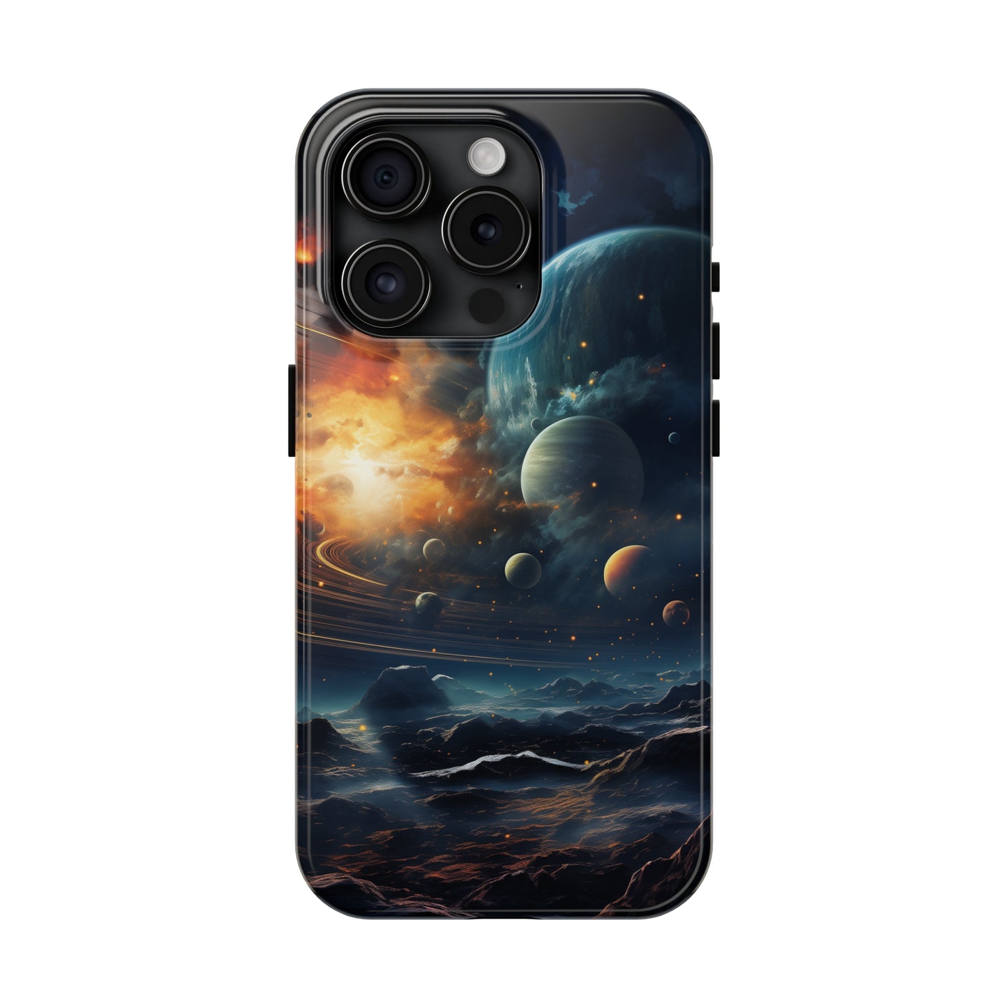 Space Planet Phone Case for iPhone - Lightweight, Impact Resistant, Wireless Charging Compatible